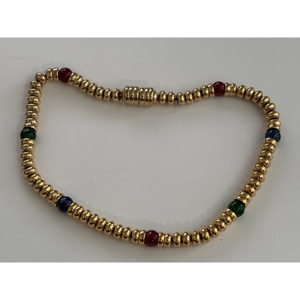 Vintage Rau Klikit Chunky Gold Tone Statement Necklace